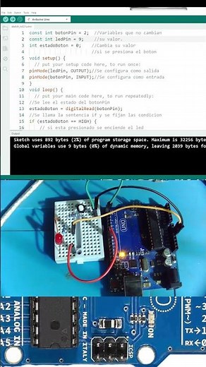Encender led con boton usando #arduino #arduinocomofunciona
