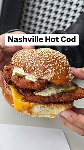 Nashville Hot Cod Sandwich? Oh, it’s real. 🐟🔥 Oui Melrose just dropped a fiery new banger—crispy cod drenched in Nashville Hot sauce, layered with melty cheese, tartar, and a stack of pickles. It’s a punch of flavor that’ll have you coming back for another round 🤌💨 | Foodbeast