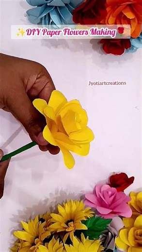 DIY Paper flower making|how to make rose flower with paper|paper flower craft|handmade flower#shorts