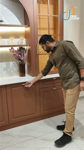 Luxury Display Cabinet Design | Premium Modular Kitchen Interior | Prak Studio #shorts