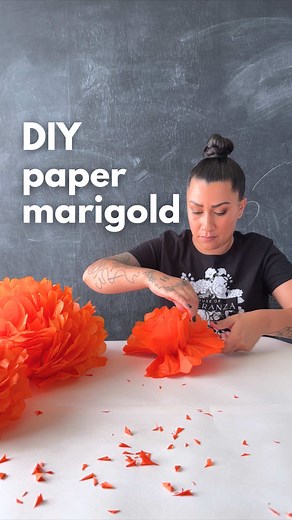 DIY Jumbo Paper Marigolds for Dia de Muertos