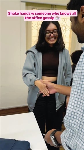 Narrative on Instagram: "If you relate, Shake hands 🤝🏽 🤭 . . . . . . . . . . . . . . . . . . . . . . . (Office culture, agency life, genZ workplace, Office reel trend, handshake trend reel, funny office content, narrative asia, workplace humor, marketing agency life, relatable Office moments, explore page) #shakehandstrend #officereels #relatableworklife #AgencyLife #workculture #GenZReels #FunnyReels #MarketingLife #workplacehumor #ReelsIndia #explorepage #fyp #TrendingReels"
