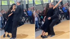 Dancers Meet Up With Each Other on a Spinning Platform in a Gravity-Defying Performance