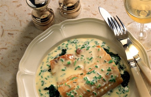 Smoked Haddock with Spinach and Chive Butter Sauce