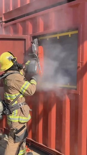 Firefighters completed 3 days of RIC Class (Rapid Intervention Crew) recently. Final scenarios entailed multiple RIC activations taking place. The scenarios push the team’s knowledge, skills and abilities to find and remove fellow firefighters who are trapped inside the structure under “fire like” conditions . The firefighter cutting the rebar in the window is “softening the building” a term used to free doors and windows so they can be utilized for the extraction and rescue of down firefighters