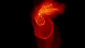 864K views · 10K reactions | It's Black Hole Friday! This computer simulation shows a gas cloud encountering two supermassive black holes. As gravitational and frictional forces meet, the cloud condenses and heats. Each time the black holes orbit, some of the gas is ejected. Learn how scientists use data like this to improve their observations and understanding of cosmic systems: go.nasa.gov/4rrYVlp | NASA Ames Research Center | Facebook