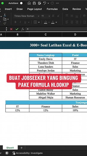 formula HLOOKUP untuk jobseeker #formulaexcel #tipsexcel #jobseeker #intern #magang #recruitment #freshgraduate #latihansoalexcel
