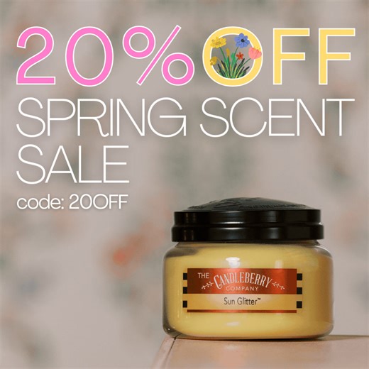 1.2K views | Today and tomorrow only SAVE 20% on ALL Spring Scents! Use code 20OFF to unlock exclusive savings on your favorite Candleberry candles! https://buff.ly/3yZMlTR #CandleberryCandle #ScentedCandles #SpringSale | The Candleberry Candle Company | Facebook