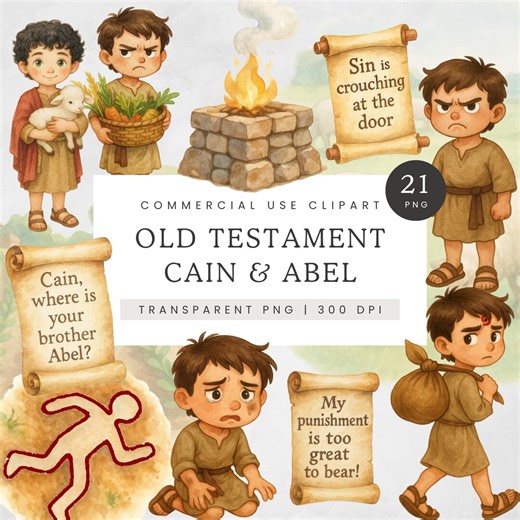 Cain & Abel Clipart, Old Testament Bible Character Clip Art, Biblical Characters PNG, Sunday School Bible Craft Cain and Abel, Genesis Image - Etsy