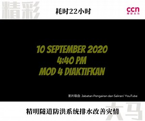 3 comments | 环境及水务部秘书长拿督斯里再尼透露，精明隧道（SMART Tunnel）创造了新的记录，即启动防洪排水系统22小时，以纾缓巴生河的洪水。 #环境及水务部 #精明隧道 #SMARTTunnel #水灾 #雪隆区 #马来西亚 #精彩大马 #Viral | 精彩大马 Cincai News | Facebook