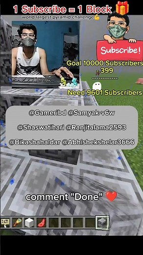 1 Sub = 1 Block 😳 Pyramid Challenge STARTS! | Hour 0 🧱🔥 #1Sub1Block #Minecraft #Gaming #Shorts