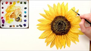 How to paint a realistic sunflower in watercolour - Nature Studio