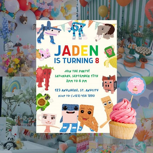 Editable Roblox Steal a Brainrot Birthday Party Invitation With Video, Italian Brainrot Kids Game, Printable Canva Template, Cupcake Toppers - Etsy