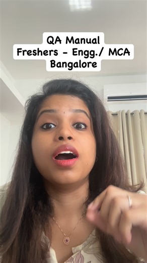 Sreenidhi Rajakrishnan | QA Careers | Automation Mentor on Instagram: "Freshers Manual Testing Job | Bengaluru Bangalore | Engineering graduates or MCA #remoteqajobs #remotejobs2026 #freshersjobs #manualtestingjobs #bangalorejobs {Remote jobs, Remote qa jobs, Manual Testing jobs, sdet jobs, selenium, freshers job, fresher hiring, selenium java jobs, selenium python jobs, Playwright jobs, Testing jobs, qa jobs, urgent hiring}"