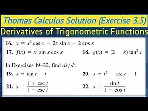 Derivative of trigonometric functions urdu | Thomas calculus exercise 3.5 Q16 to Q22 || Lec 35