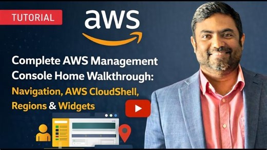 Complete AWS Management Console Home Walkthrough: Navigation, AWS CloudShell, Regions Widgets | Heartin Jacob Kanikathottu