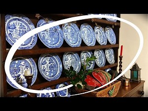 Decorating my farmhouse rustic country style and blue & white willow pattern plates #41