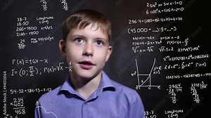 Student boy teen talking science formula math problem math Infographics