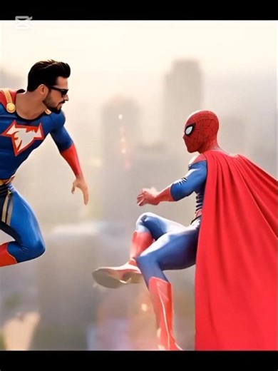 Superman Vs Spiderman On fly Epic Fight Scene Ai Videos #Zentron #ai #shorts #viral #spiderman #fun