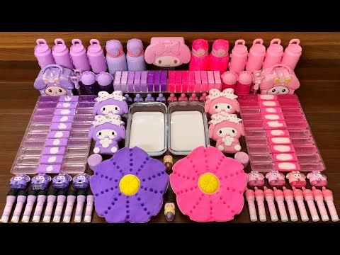 Slime Mixing Random Things: Purple vs Pink Melody Relaxing Sounds