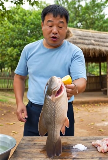 Frying a big whole catfish #delicious #food #chinesefood