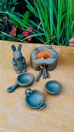 diy mini clay kitchen set, #miniature #creativeclayideas #kitchenset #art #clay #homecraft