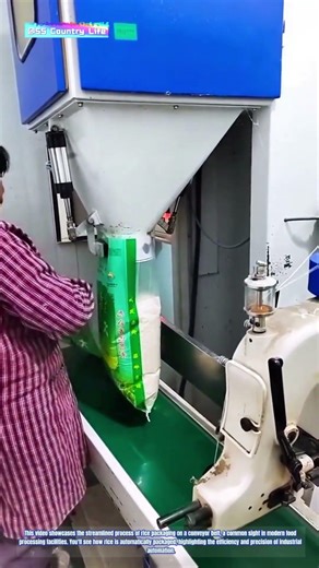 Streamlining Efficiency: The Process of Rice Packaging on a Conveyor Belt