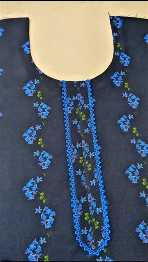 simple round neck design with lace#simple neck design with lace