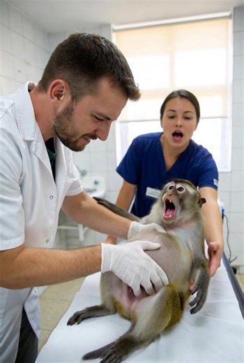 Helping a Pregnant Monkey in Labor