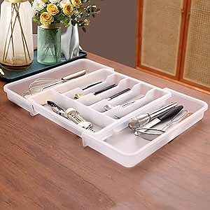 Silverware Drawer Organizer, Expandable Utensil Tray for Kitchen, Kitchen drawer cutlery organizer,With Removable Dividers Cutlery Drawer Organizer for Spoons,Forks, Knives