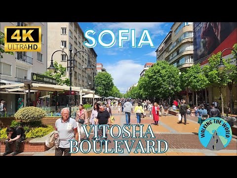 Sofia Vitosha Boulevard 4k walking tour video Sofia Bulgaria