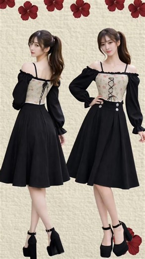 Soft girl aesthetic meets vintage elegance 🖤 #budgetfashion #ootdguide #outfit #meesho