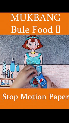 MUKBANG Bule Food 💙( part2) - Stop Motion Paper #fyp #foryou #foryoupage #mukbang #bluefood #paper #minifood #stopmotionpaper #handmade #art