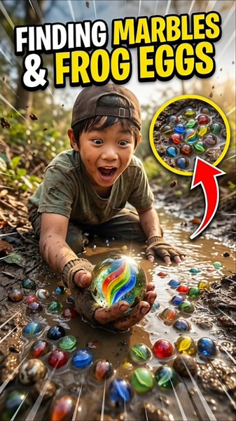 finding marbles and frog eggs #shoorts #marbles