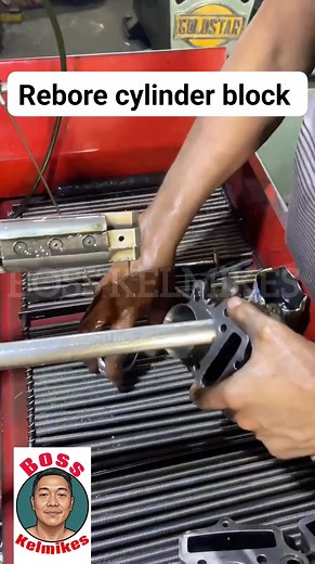 Reboring cylinder block #bosskelmikes #starseverywherefypシ゚viralシyp #videoviralシ #fbreelsfyp #tecnologia #diy #technology #motorcycle Please like and share thank you 🫡 | Boss Kelmikes