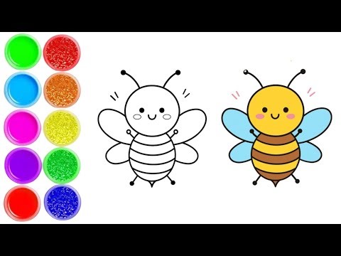How to Draw and Color a Cute Bee 🐝 | Easy Drawing Tutorial for Kids & Beginners