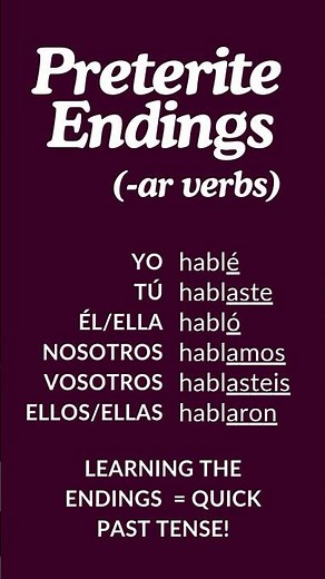 Spanish Preterite Endings (-ar verbs)