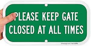 SmartSign "Please Keep Gate Closed At All Times" Sign | 6" x 12" Aluminum