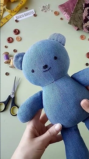 A Teddy Bear Sewn From Denim #sewingprojects