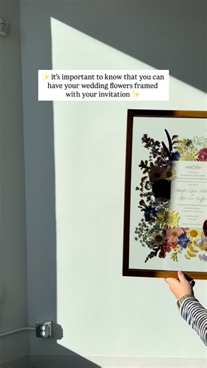 2.7K views · 2.6K reactions | The most important details of the day put up on display ✨ Oh don’t you just love this frame? Comment “preservation” and we will DM you the link to purchase (ps 2026 brides, it’s best to purchase in advance!) This is: 16x20 - Invitation Frame - Light Wood Client: Jennifer | Flowers Of The Press | Facebook