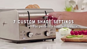 Oster 4 Slice Toaster, With 7 Browning Settings, Extra Wide Slots For Bagels and Special Breads, Removable Easy-to-Clean Crumb Tray, Cancel/Defrost/Bagel, Stainless Steel