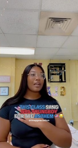 This teacher had her class sing “All In” by #NBAYoungboy for the anthem 😂 #hiphop #rap #music #trapmusic