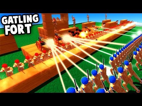 NEW Gatling Unit, Unlimited Power vs INVINCIBLE BLOCK FORT (Wooden Battles Gameplay)