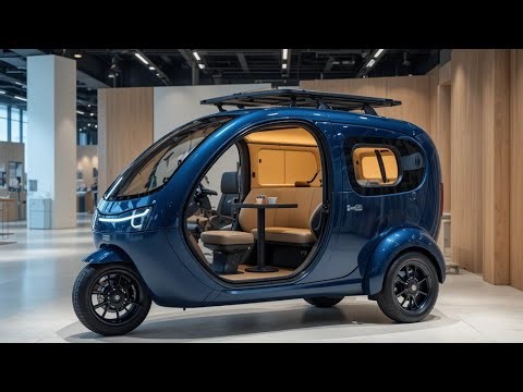 2025 Solar Three-Wheel RV Camper | Futuristic Eco-Friendly Camper Van Innovation