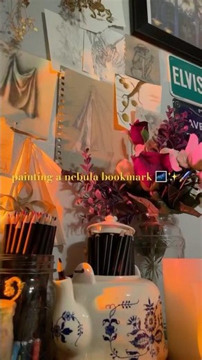 painting a nebula bookmark🌌✨🖌️#art#painting#relaxing#foryou #trending#shorts#space#nasa#tiktok#wow