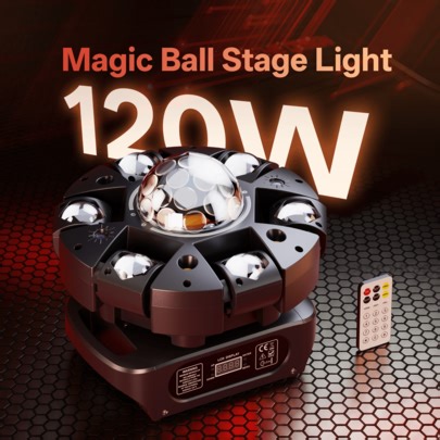 Moving Head Dj Lights, 120W RGBW LED Dj Party Lights, 6 Arms Dj Lights, Stage Light, Red Green Starry, DMX-512 & Remote Control & Sound-Activated, DJ Disco Lights For Party Club Wedding Bar Concert Birthday | SHEIN