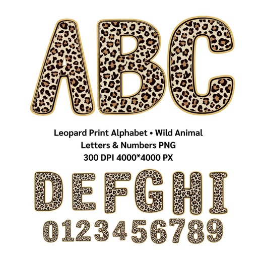 Leopard Print Alphabet • Wild Animal Letters & Numbers PNG, Alphabet PNG, 300 DPI (4000*4000 Px)(digital Download) - Etsy