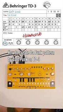 How to create "Da Funk" pattern by Daft Punk on Behringer TD-3