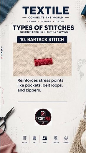 Types of Stitches Explained in 60 Seconds | Sewing & Textile Basics #shorts