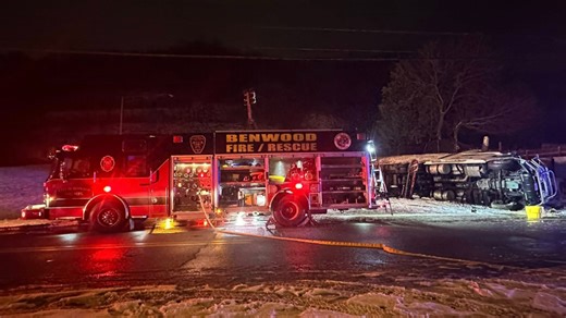 Benwood Fire crews respond to semi rollover amid snow squalls on New Year's Eve